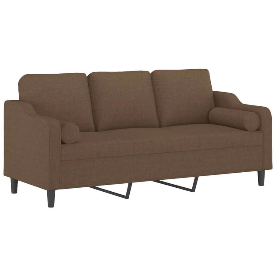 vidaXL 3-Sitzer-Sofa in Braun mit Zierkissen, modernes Design aus Stoff und Metallrahmen, Breite: 198 cm - Bild 2