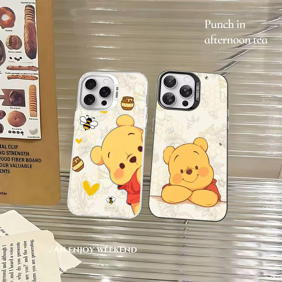 Winnies The Poohs Bär Handyhülle für iPhone 17 16 15 14 13 12 11 Pro Max Plus in Silber Shell - Bild 2