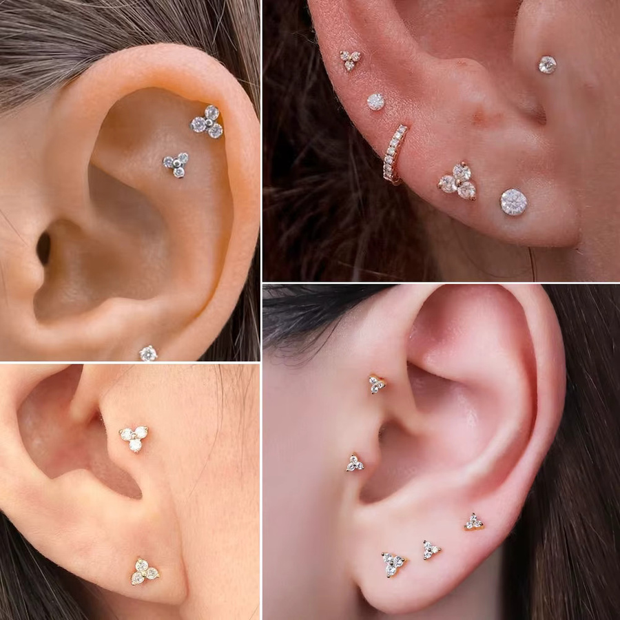 Ohrring Titan, Zirkonia, 16G, Unisex - Bild 2