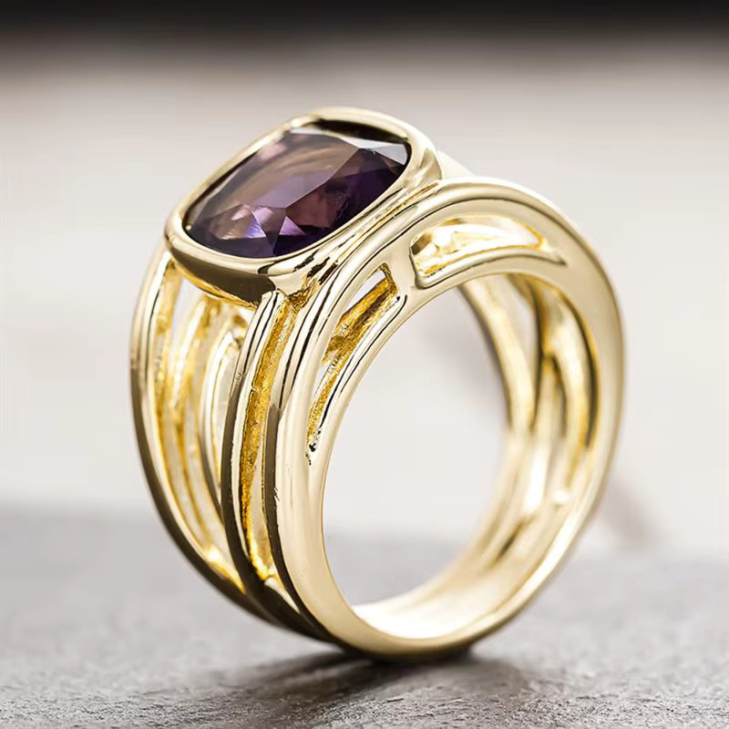 Huitan Damenring, Gold, Zirkonia, lila, Damen - Bild 2