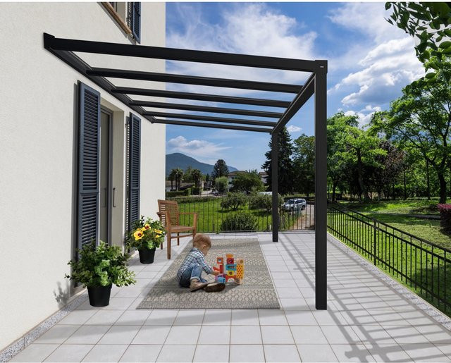 Palram Canopia Terrassenüberdachung Stockholm in Anthrazit mit Polycarbonat-Dach und integrierter Dachrinne, B/T: 370 x 340 cm - Bild 1