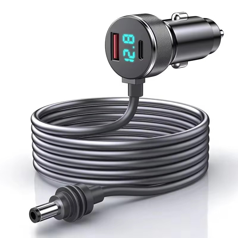 kebidumei Starlink MINI Auto-Stromadapter mit digitaler Anzeige und Zigarettenanzünder-Buchse, Schwarz, 2/3M Kabel - Bild 2