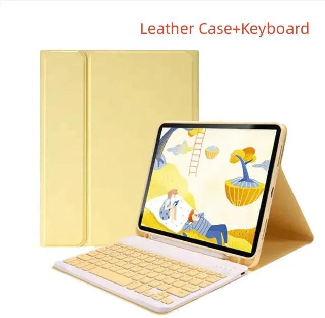 Bluetooth Tastatur Hülle für iPad 10. Generation in Beige mit Magnetischem Leder Cover - Bild 1