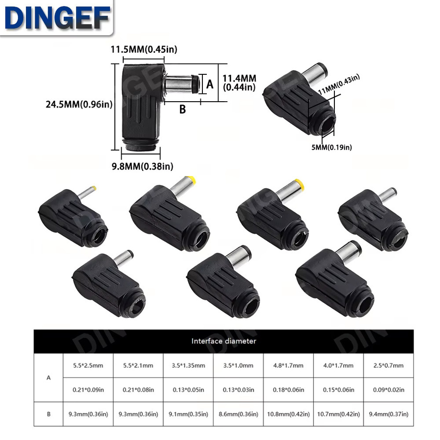 DNIGEF 5 Stück DC-Stecker 90-Grad-Winkel in Schwarz als Schweißdraht-Typ für verschiedene Anschlussgrößen - Bild 2