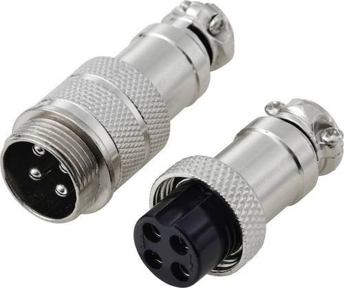 TRU COMPONENTS GX16 Rundsteckverbinder Set mit Stecker und Buchsenkontakt, 4-polig - Bild 1