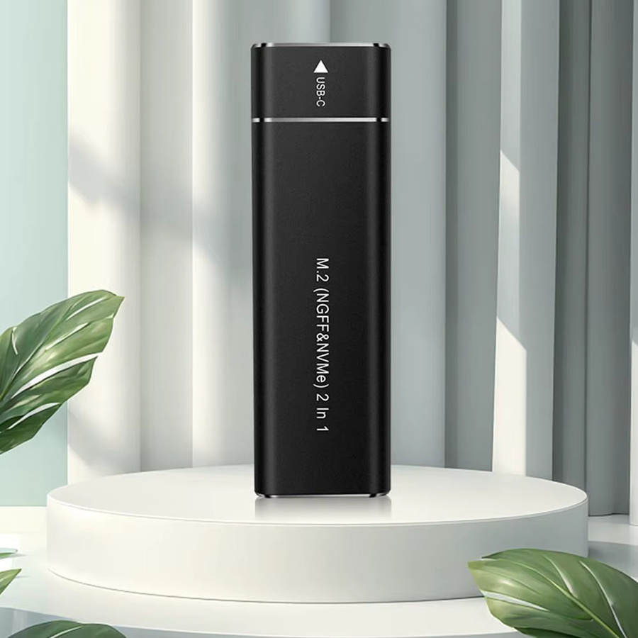 Externes NVMe M.2 SSD Gehäuse mit USB-C 10 Gbit/s, Aluminiumgehäuse für M- und B&M-Key, Farbe: Schwarz - Bild 4