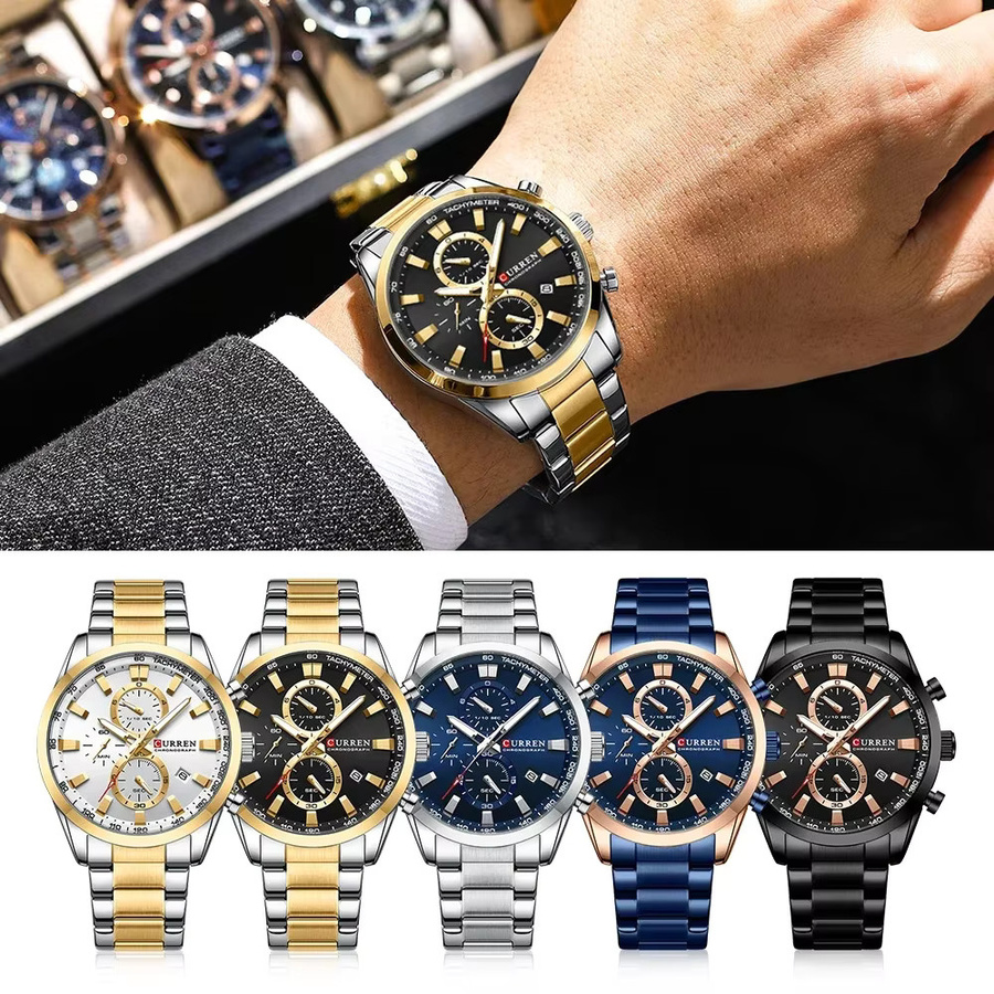 CURREN Chronograph, Quarz, Edelstahl, Schwarz, Herren - Bild 4