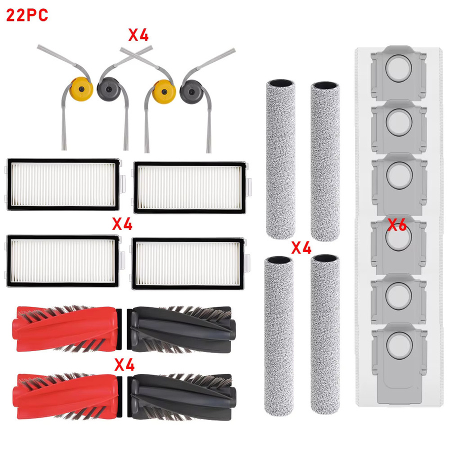 Roborock Zubehör-Set für Qrevo Curv und P20: Hauptbürste, Seitenbürste, Wischmopps, Staubbeutel und HEPA-Filter - Bild 3