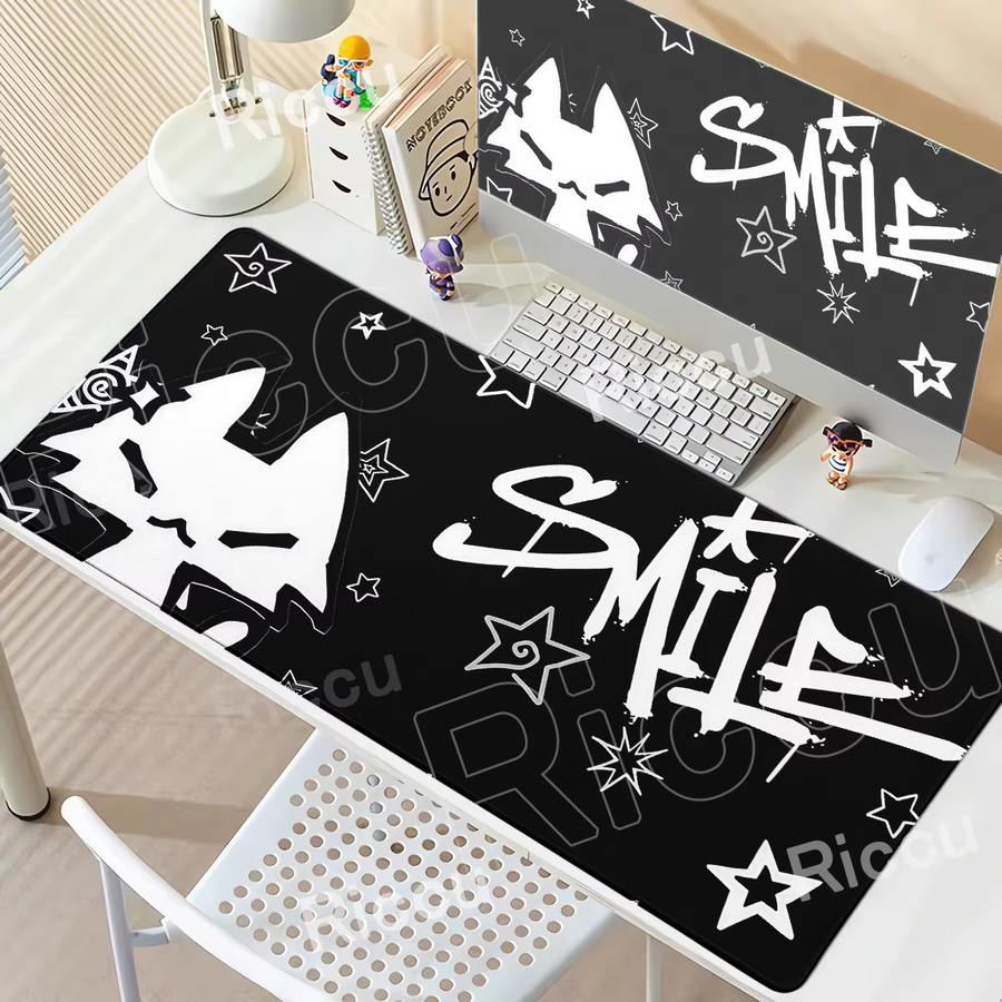 Riccu Mauspad Goth-Katzen Design in Schwarz XXL Schreibtischunterlage für PC-Gaming und Büro - Bild 2
