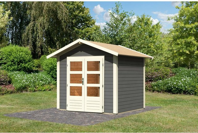 Karibu Holz-Gartenhaus Tyka mit Satteldach in Terragrau, B: 240 cm, T: 200 cm, H: 230 cm - Bild 1