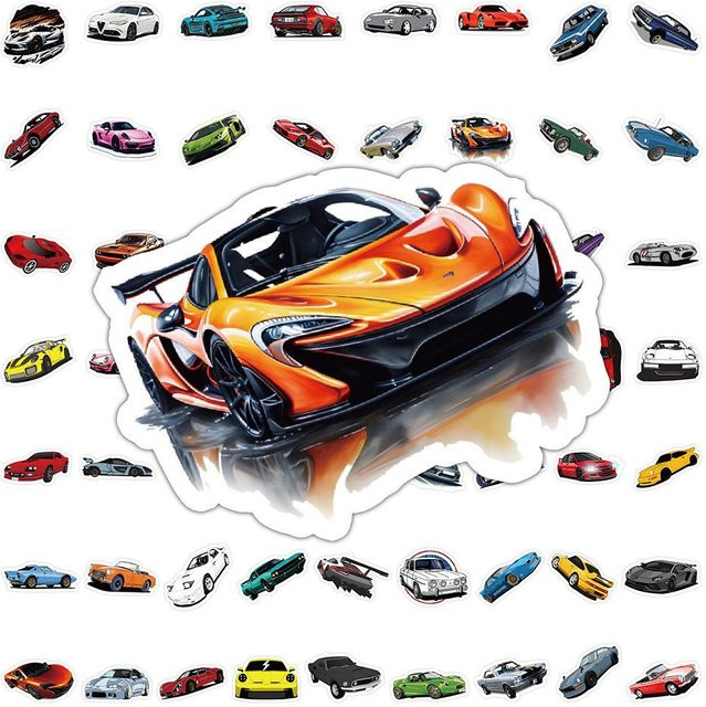 Wasserdichte Rennwagen Supercar Cartoon Aufkleber von Binchi Outdoor Product in Multicolour für Laptop, Telefon und Schreibwaren - Bild 1