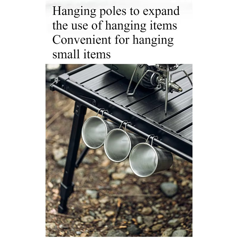 LIUSHADUOLA Outdoor IGT Aluminium-Klapptisch, höhenverstellbarer taktischer Rolltisch für BBQ und Picknick in mattem Design - Bild 3