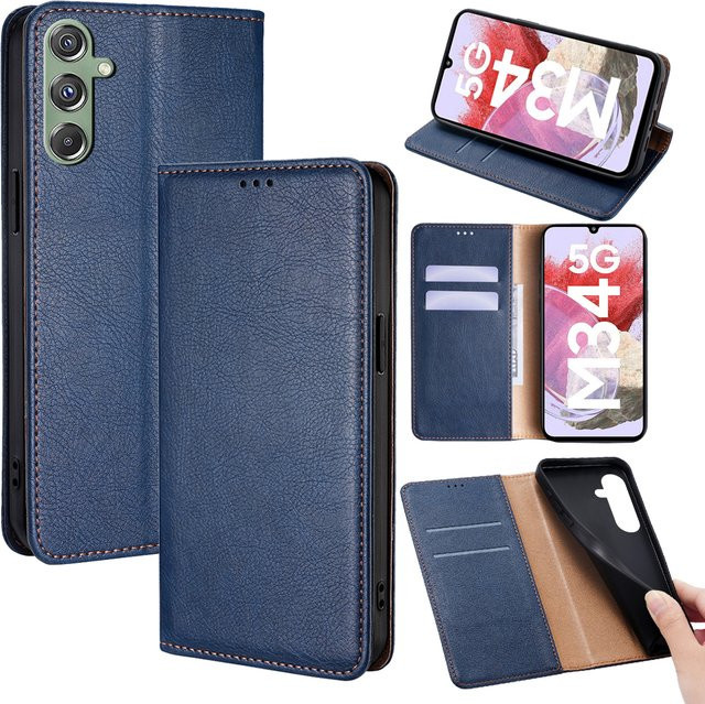 Modische Leder-Brieftaschenhülle für Samsung Galaxy M34 M04 M54 M14 M31S M31 M21 M10 mit Magnetverschluss und Kartenfächern in Pink oder Blue - Bild 1