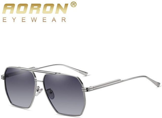 AORON Sonnenbrille, Metall, Halbrand, quadratisch, polarisiert, Unisex, silber/grau - Bild 1