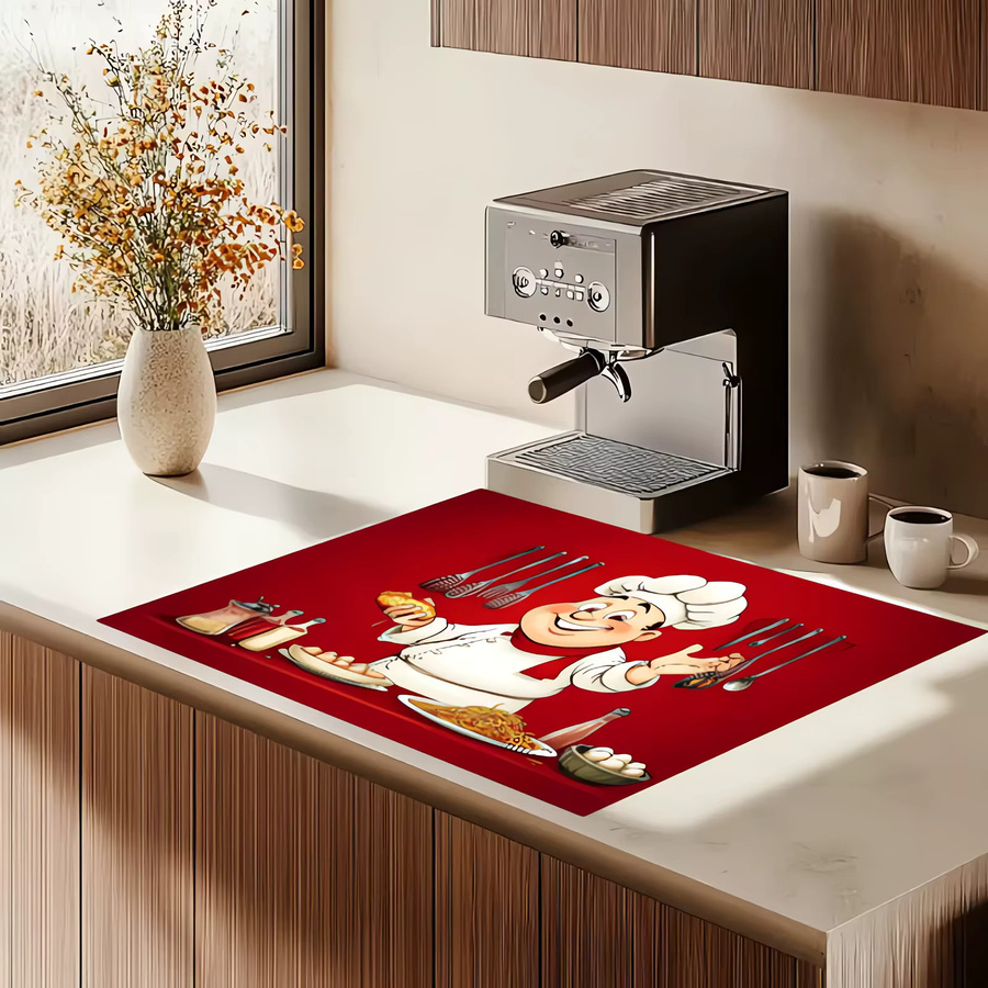 VIKAMA Elektroherdabdeckung aus Silikon in Rot, wasserabsorbierende Küchenabflussmatte und Geschirrmatte, B/T: 40,0 x 30,0 cm - Bild 3