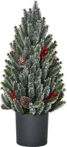 HOMCOM Tisch-Weihnachtsbaum mit Schnee-Muster in Weiß und Grün, 170 Zweige aus PE und PVC, Durchmesser: 27 cm, Höhe: 47 cm - Bild 1