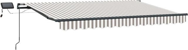 vidaXL Ausziehbare Markise aus Polyester und Aluminium in Hellgrau und Weiß, B: 450 cm, T: 300 cm - Bild 1