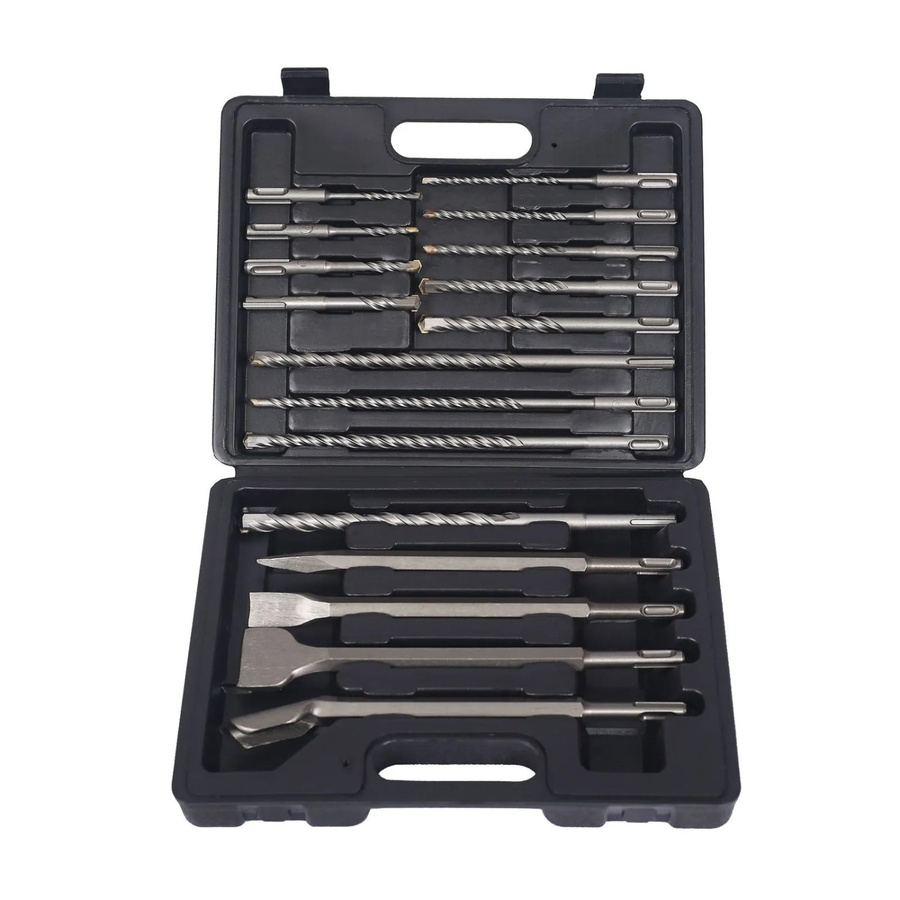 Wiltec SDS Bohrersatz Set aus Stahl mit Bohrer, Meißel und Hammerbohrer in Silber, 17-teilig im Koffer - Bild 2