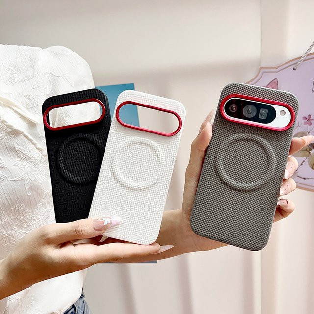 Slim Protect Schutzhülle für Google Pixel 10 Pro XL, Pixel 10 Pro, Pixel 9A und Pixel 9 Pro mit Magnetring und rotem Kreis-Linsenschutz in Schwarz, Weiß oder Rot - Bild 1
