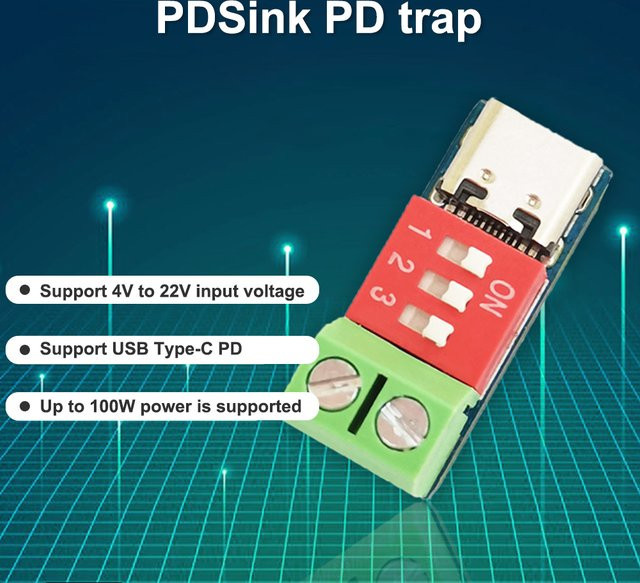 diymore Typ C PD QC Trigger Modul zur einstellbaren Spannung 5V bis 20V mit USB-C Anschluss in Multicolour - Bild 1