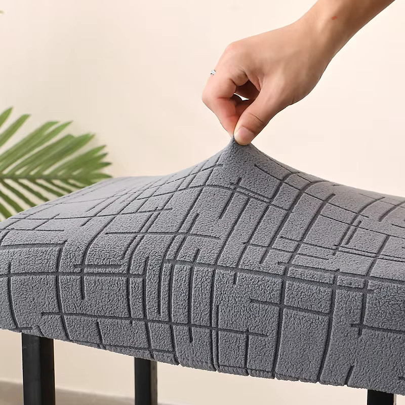 WANERQU Barhocker Abdeckungen aus Jacquard Stretch, einfarbig grau, Sitzbezug für Küchenstühle und Barhocker - Bild 4