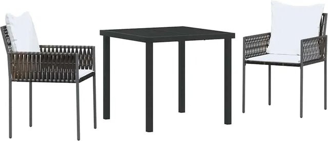vidaXL Garten Essgruppe 3-teilig aus Poly-Rattan und Stahl in Braun mit Glastisch - Bild 1