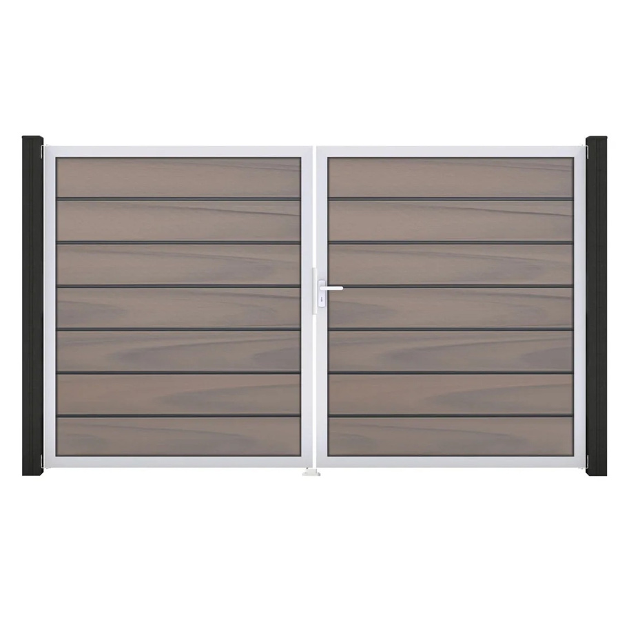 GroJa Grande Steckzaun Tor Premium DIN Rechts EV1 Doppel-Tor in Bi-Color Sand/Multicolor aus Aluminium und BPC - Bild 2