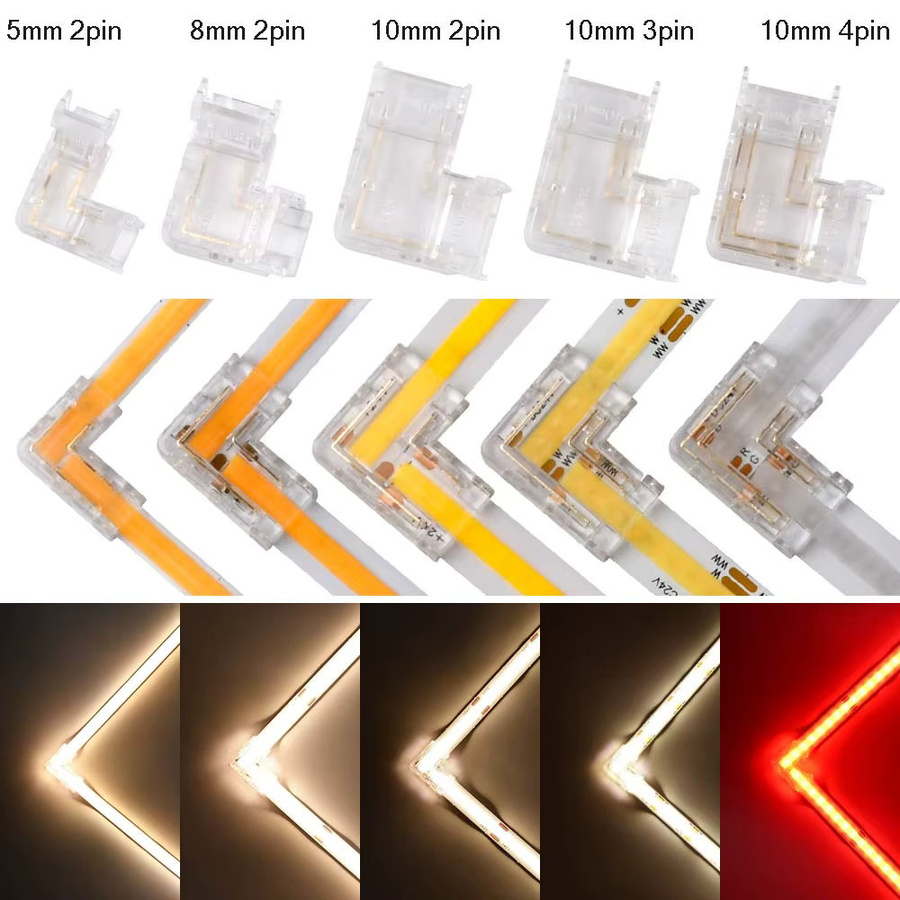 YJCAL COB-LED-Eckverbinder L-förmig 90 Grad für CCT, FCOB und RGB-Streifen, lötfreier Anschluss für 2/3/4-polige LED-Streifen - Bild 2