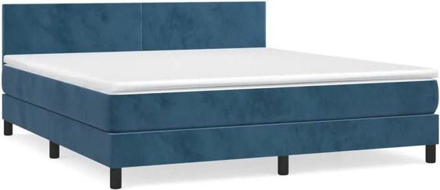 vidaXL Boxspringbett mit Matratze Dunkelblau Samt B/T/H: 160 x 200 cm - Bild 1