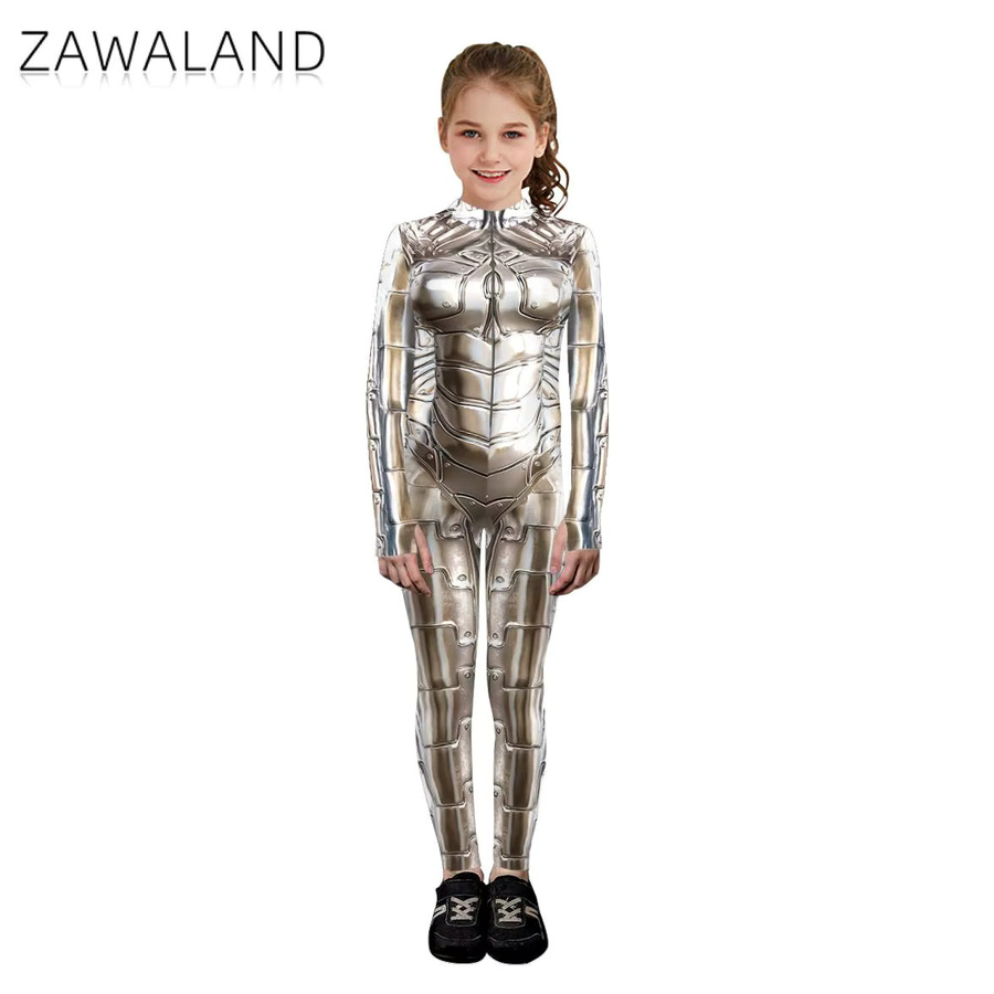 Zawaland Roboter Kostüm, Zentai Anzug, Weltraum, Grau - Bild 2