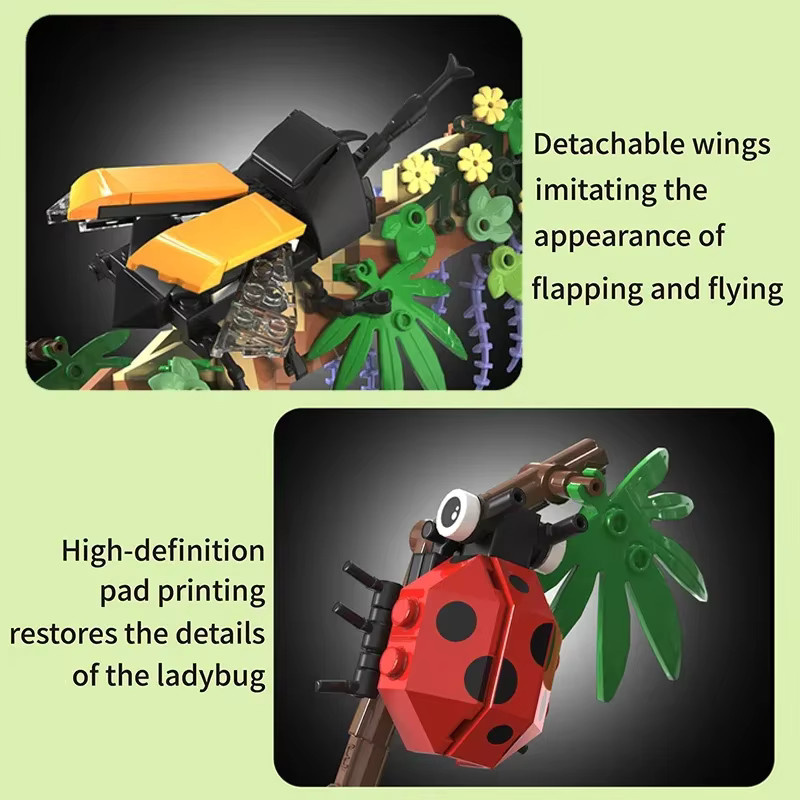 AMAZINGBLOKS Käfer-Familie, Insekten-Regenwald-Szenenmodell, mit Beleuchtung - Bild 4