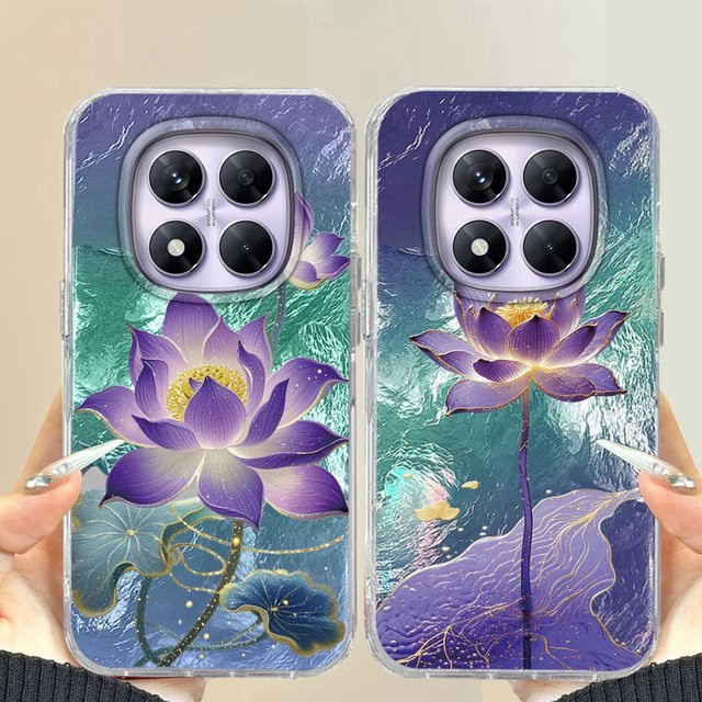 Handyhülle mit blauem Lotusblüten-Design für Xiaomi Redmi Note und diverse Modelle - Bild 1