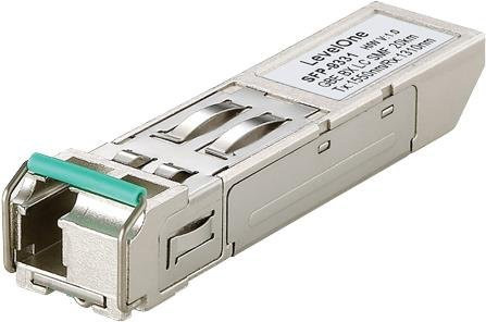LevelOne 1000BASE-BX10-D SFP Transceiver für Ethernet/LAN, 1000 Mbit/s, LC-Anschluss, 20km Reichweite, Silber - Bild 1