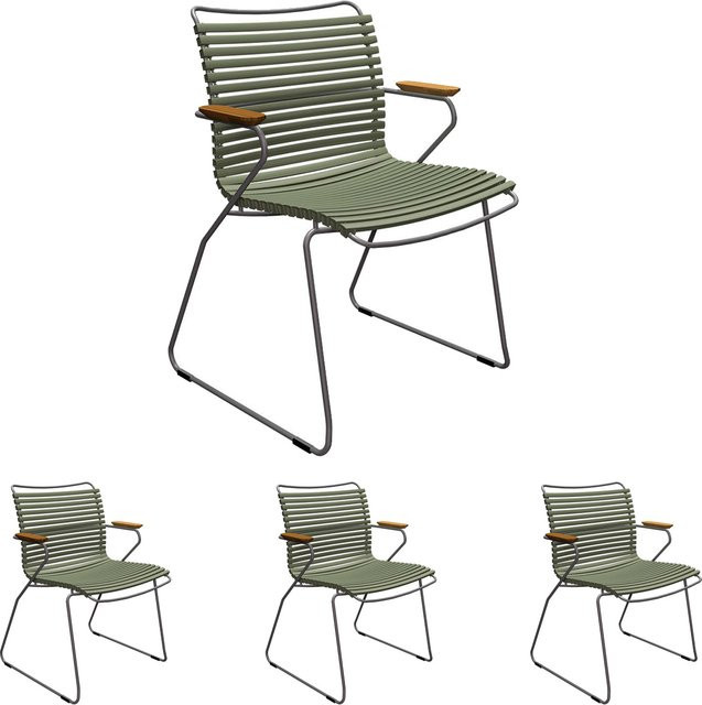 HOUE CLICK Gartenstuhl Set mit Armlehnen, 4er Set, Olive Green, Metall, Matt - Bild 1