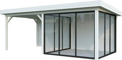 PALMAKO Pavillon Lenna aus Fichtenholz in Weiss mit Pultdach, B/T/H: 588 x 300 x 245 cm - Bild 1