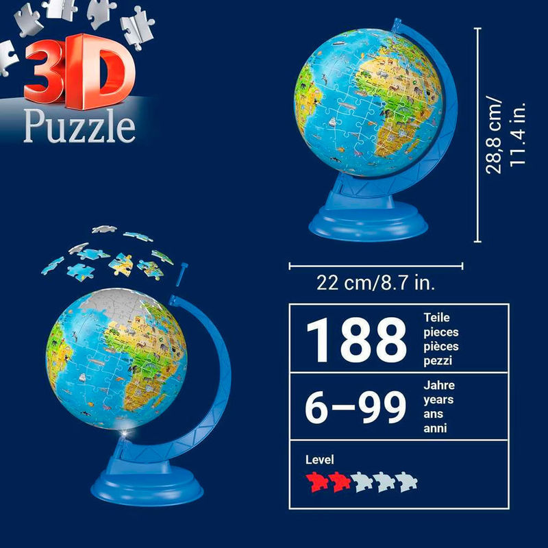 Ravensburger Kinderglobus mit Licht blau politisch aus Kunststoff - Bild 3
