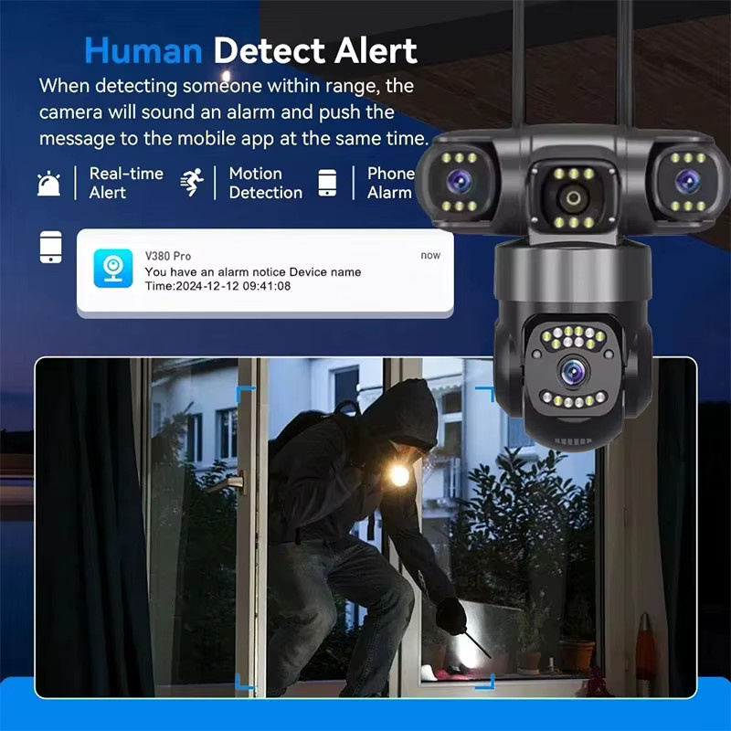 Abay WLAN IP-Kamera für Außenbereich mit 12MP, Drei Objektiven, KI-Tracking, PTZ und 10-fach Zoom in Schwarz - Bild 4