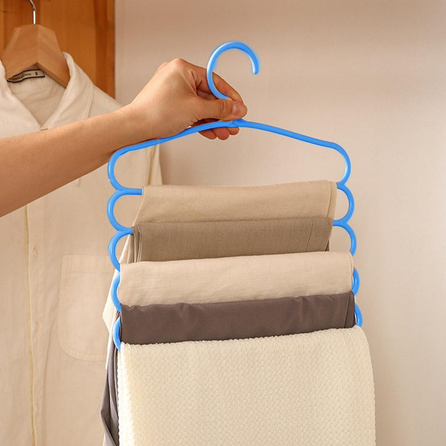 BC-Warm Home Multifunktionaler 5-Lagen Kleiderbügel für Hosen, Handtücher und Schals in Weiß - Bild 2