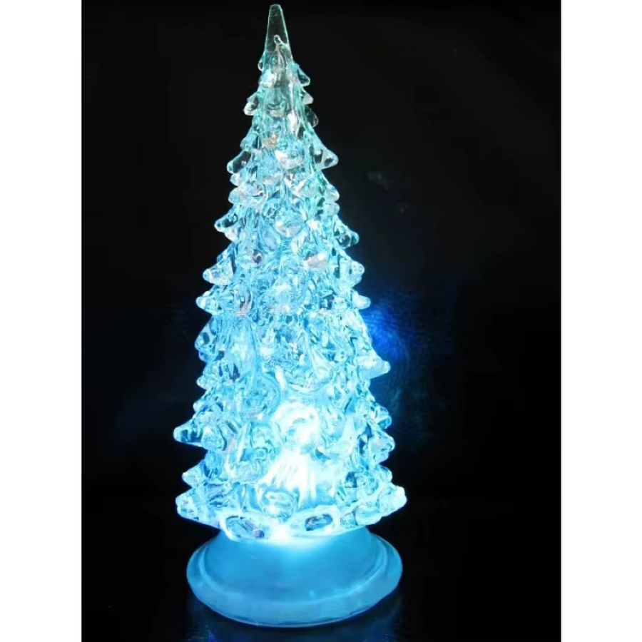 QHSPE Acryl Weihnachtsbaum Nachtlicht mit automatischem Farbwechsel und Blinkfunktion, 15 cm Höhe - Bild 4