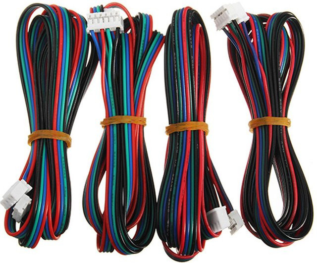 4er-Set XH2.54 NEMA 17 Schrittmotorkabel für 3D-Drucker und 42 Schrittmotoren, 4-polig bis 6-polig, AWG26 DuPont-Kabel, mehrfarbig, Längen: 100 cm, 200 cm und 300 cm - Bild 1