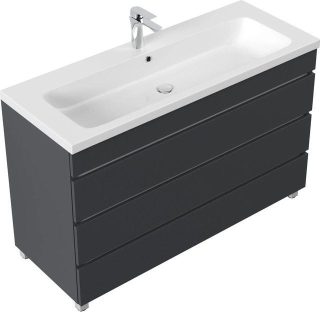 Posseik Stand-Badmöbel Fellini 120 in Eiche Gold mit 3 grifflosen Schubladen und SoftClose, Breite: 120 cm, Höhe: 85 cm, Tiefe: 45,7 cm - Bild 1