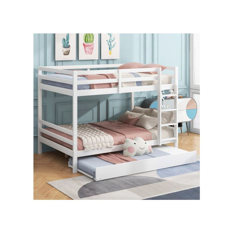 MUVOE Etagenbett mit Ausziehbett in Weiß, modernes Design aus Holz und MDF, B/T/H: 140 x 200 cm - Bild 2