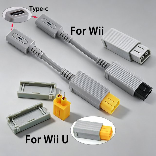ChengHaoRan Typ-C auf Wii und Wii U Stromkonvertierungskabel 180-Grad-Stromanschlussadapter in Grau - Bild 1