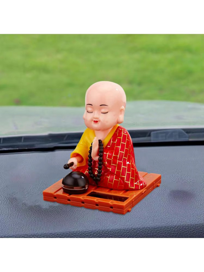 Kesoto Solar Mönch Figur Gelb als wackelnder Kopf für Schreibtisch und Auto - Bild 6