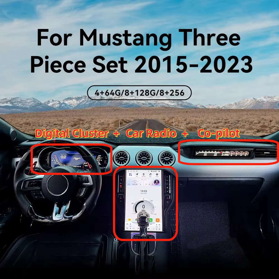 YANFU Carplay Android 13 Multimedia-Player für Ford Mustang 2015-2023 mit Tesla-Bildschirm, GPS und digitalem Tacho, Schwarz, 14,5 Zoll - Bild 2