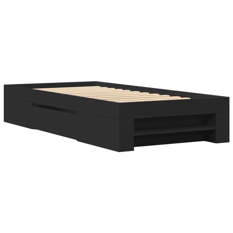 vidaXL Bettgestell mit Schubladen in Schwarz aus Holzwerkstoff B/T/H: 75 x 190 x 33 cm - Bild 2