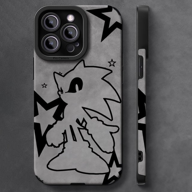 Potdemiel Stoßfeste Leder-Lammfell-Handyhülle für iPhone 17 16 Pro Max 15 14 in Schwarz und Grau - Bild 1