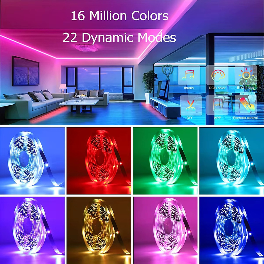 Mikenoon RGB LED-Streifen mit Musik-Synchronisierung für TV-Hintergrundbeleuchtung und Zimmerdekoration, Multicolour - Bild 2