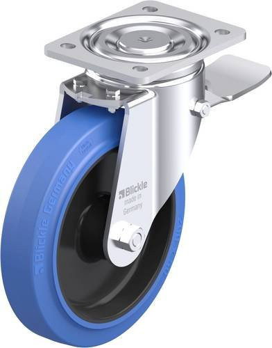 Blickle Stahlblech-Lenkrolle LH-POEV 200XR-ST-SB in Schwarz-Blau mit 200 mm Rad-Durchmesser und 500 kg Tragfähigkeit - Bild 1