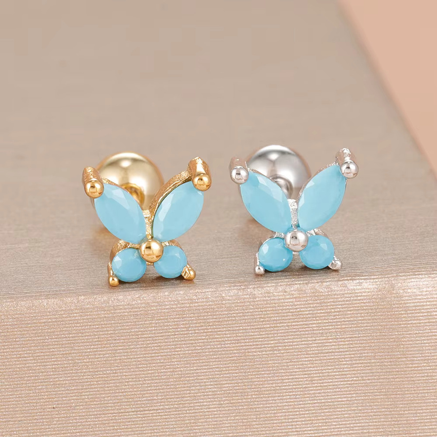 Maodane Ohrringe Edelstahl, blauem Schmetterling, Zirkonia, Damen - Bild 2